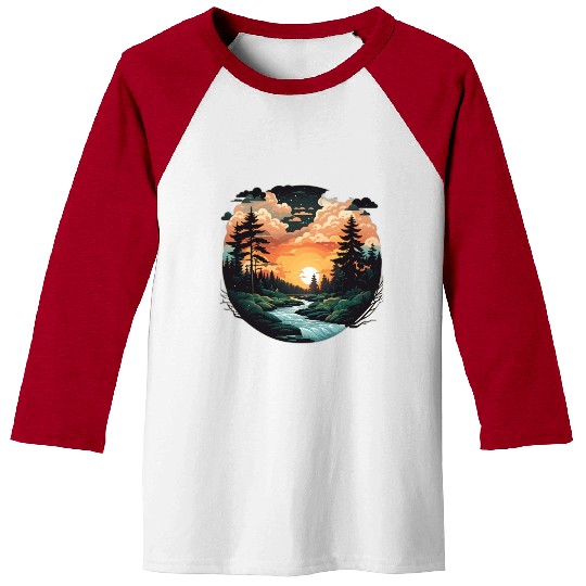 Immerse in Serene Wilderness: Woodland Forest Baseball Tees