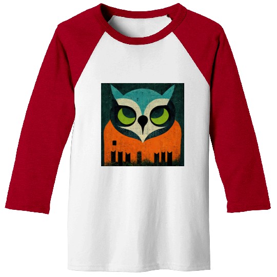 Mod Owl: Teal-Headed Owl Baseball Tees