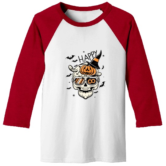 Skull Candy Punppkin Halloween Baseball Tees