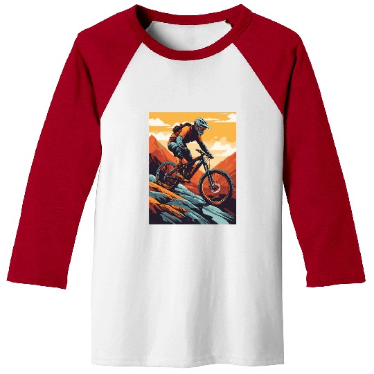 Downhill Delights: Mountain Bike Adventure Baseball Tees