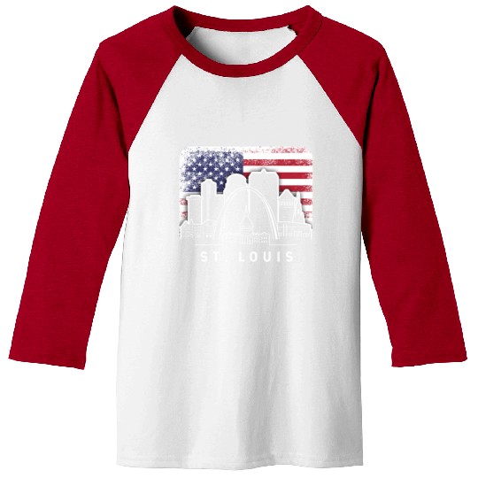 St. Louis Missouri American Flag Vintage Baseball Tees