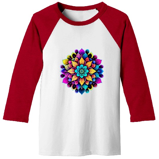 Mandala: A Complex, Multicolored Floral Pattern Baseball Tees