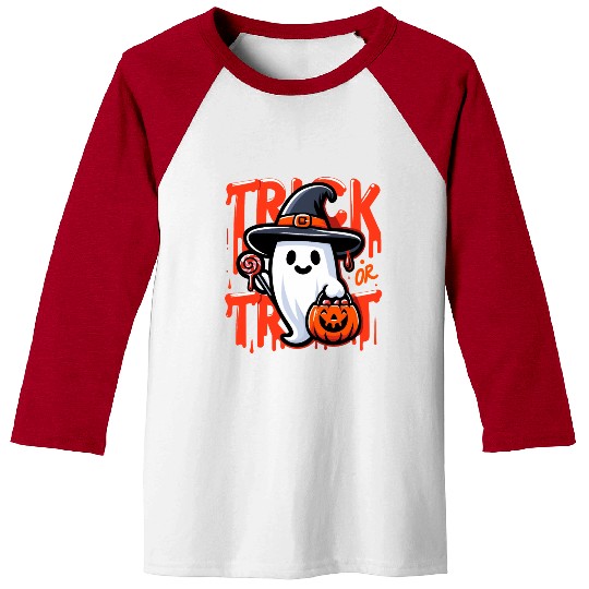 Ghost - Trick or treat Baseball Tees