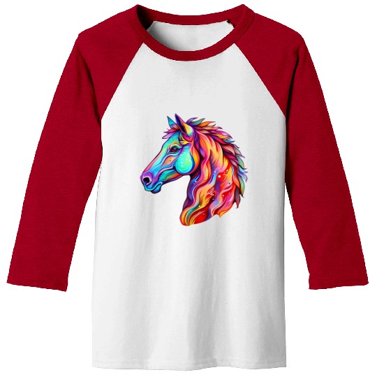 Psychedelic Horse Head Gallop Equine Equestrian Baseball Tees
