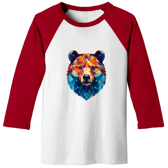 Wild Psychedelic Bear Geometric Vibrant Baseball Tees