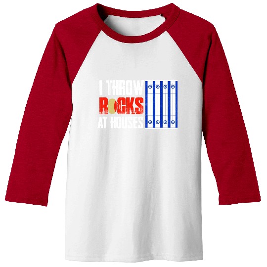 I Throw Rocks At Houses Curling Curler Ice Sport Baseball Tees