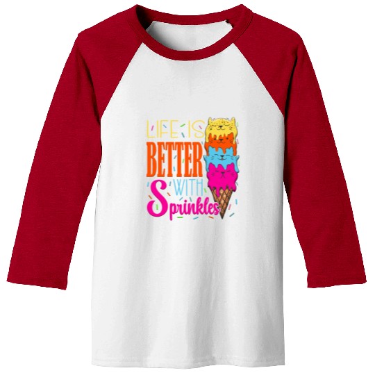 Cute Cats Life Is Better With Sprinkles Cat Lovers Baseball Tees