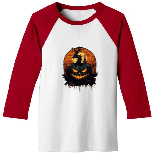 Spooky Halloween Pumpkin Baseball Tees