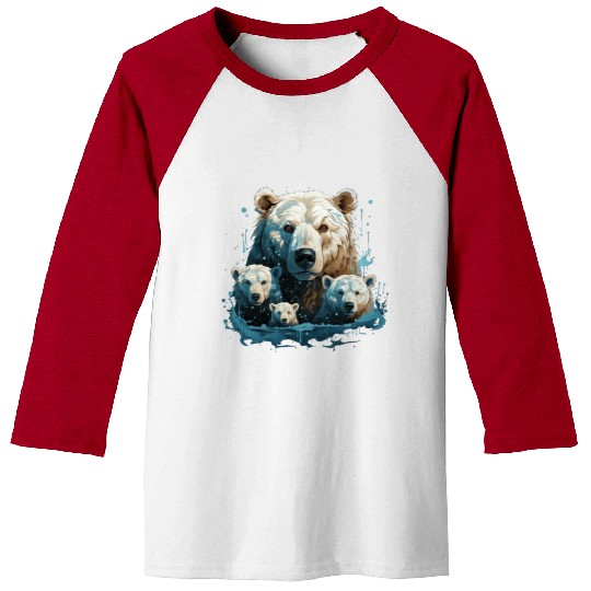 A Polar Bear Family Gift Bear Mom and Cubs Baseball Tees