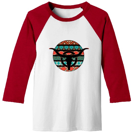 Retro Cow Skull Baseball Tees