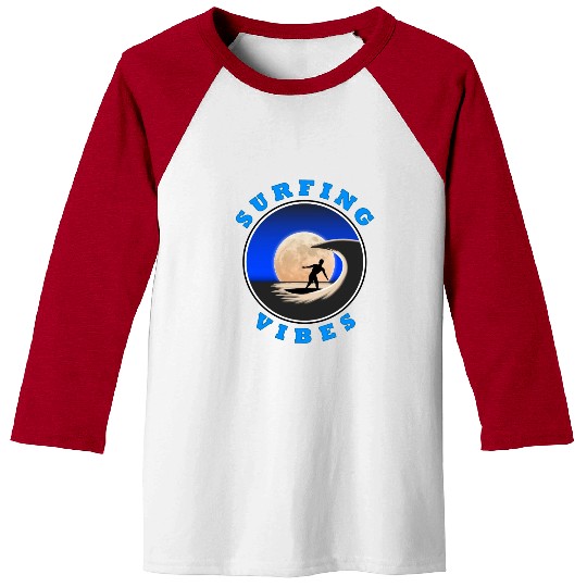Surfing Vibes - Moon - Surfer Baseball Tees