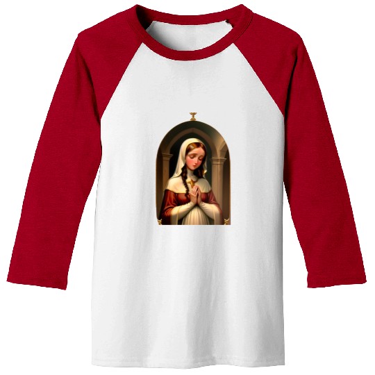 Praying Virgin Mary Baseball Tees