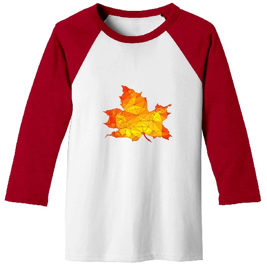 Polygonal Autumn Maple Tree Leaf Poly Art Baseball Tees
