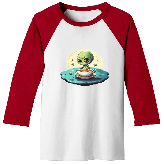 green alien coffee coffee drinker Baseball Tees