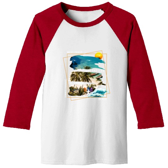 West Coast Los Angeles California Beach Baseball Tees