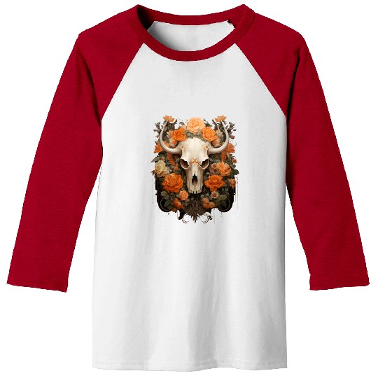 Vintage Bohemian Sugar Skull Bloom Baseball Tees