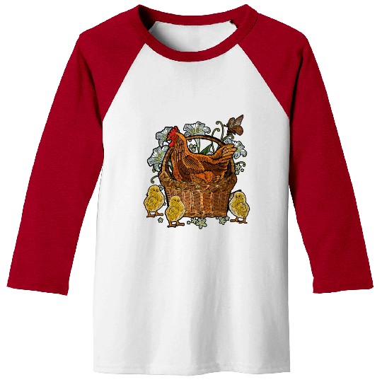Chickens Chicks Flower Basket Baseball Tees
