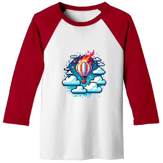 Pixel Skies Adventure: Hot Air Balloon Soar Baseball Tees