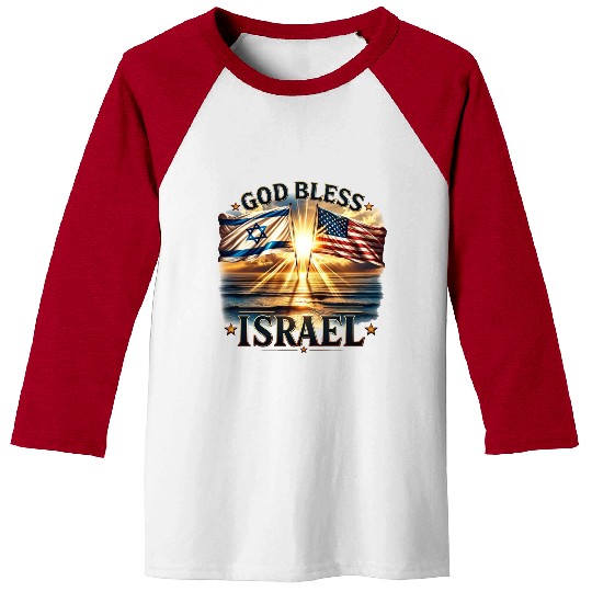 United for Israel God Bless Israel - Promised Land Baseball Tees