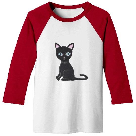 Mortis the Mysterious Black Cat Baseball Tees