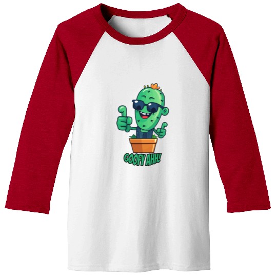 Fun Cactus Character Goofy Ahh Baseball Tees