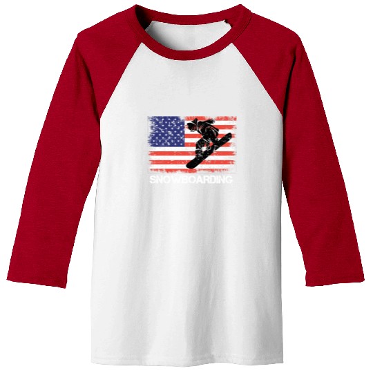 America Snowboarding Stars and Stripes Snowboard Baseball Tees