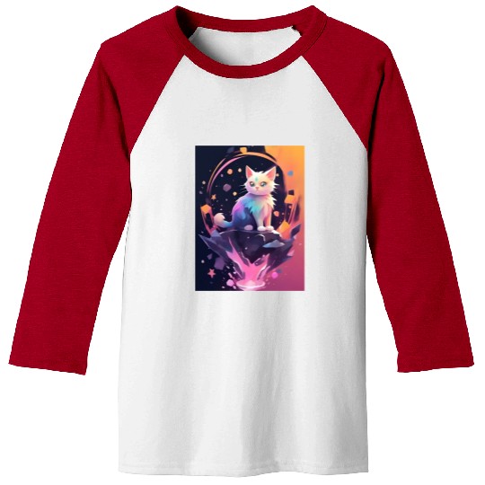 Cute Crystal Fantasy Cat Design Baseball Tees