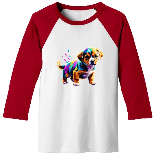 Cute Puppy Made of Liquid Colours Baseball Tees