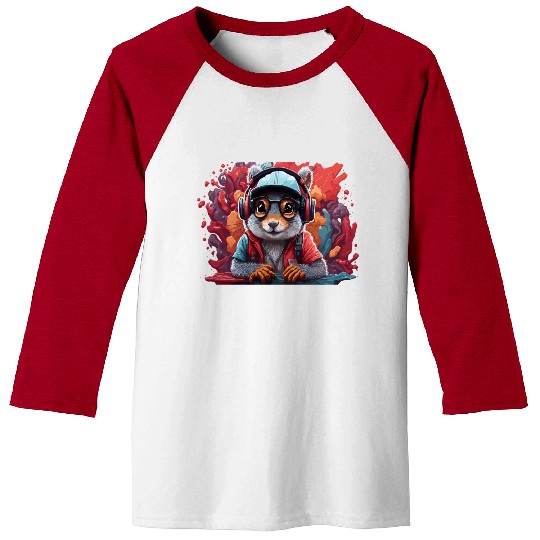 squirrel animal art I cool cute squirrel Baseball Tees