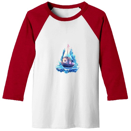 Ice Sailing Hedgehog Ice Sailor Ice Boating Baseball Tees