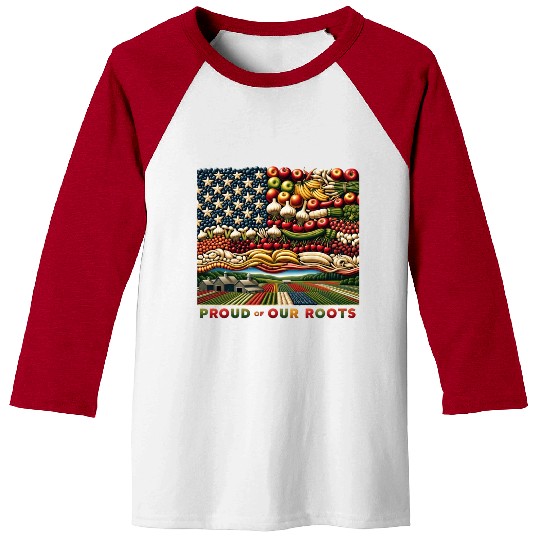 Roots of Pride: Eco-Friendly Harvest Flag Design Baseball Tees
