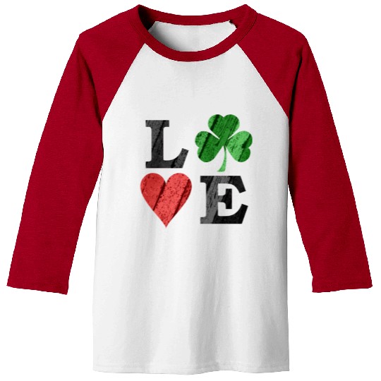 St Patrick s Day Love With Heart And Shamrock Baseball Tees
