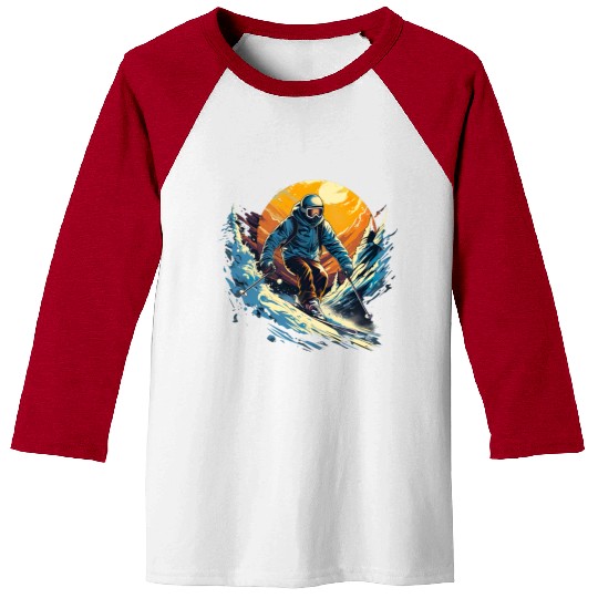 Skiing Off Piste Winter Fun for a Skiers Baseball Tees