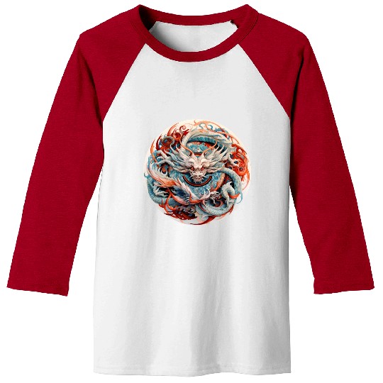 Chinese Dragon Mandala Art Baseball Tees