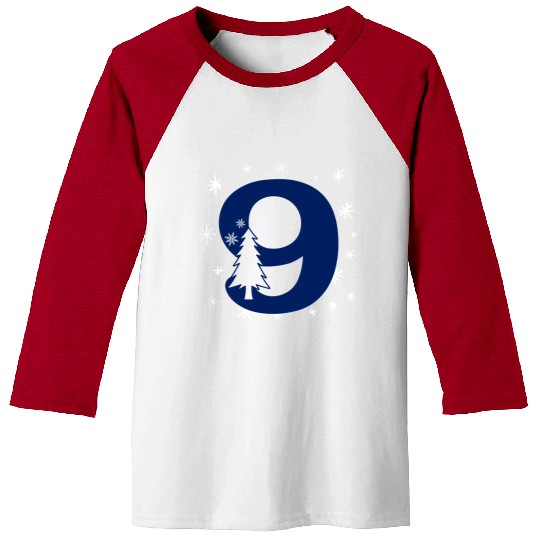9 White Christmas Stars - Blue Number Nine Baseball Tees