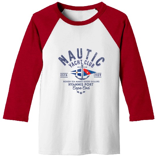 Nautic Yacht Club Emblem Design Baseball Tees