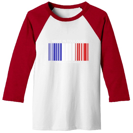 Toulouse Barcode France Flag for French People Baseball Tees