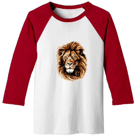 lion brown head in the style of detailed Baseball Tees