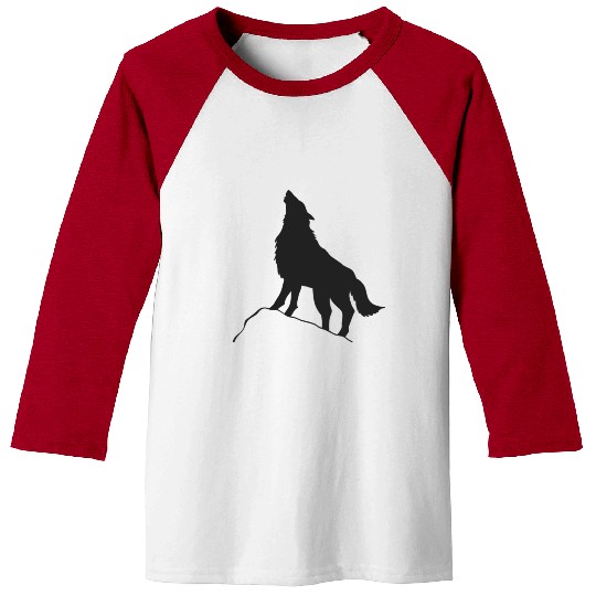 Howling Wolf Silhouette Baseball Tees