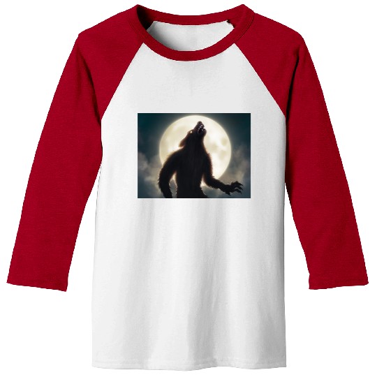 Werewolf standing in front of the moon Baseball Tees