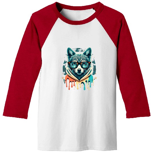 Hipster Wolf Drip Baseball Tees