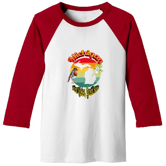 Michigan: Great Lakes, Great State! Baseball Tees