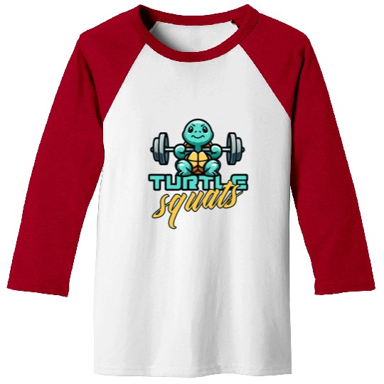 Turtle squats funny gym animals Baseball Tees