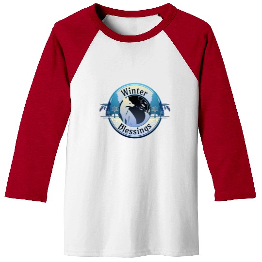 Winter Blessings Fox Badge Baseball Tees