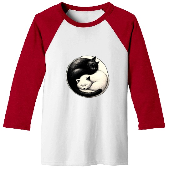 Yin and yang cats sleeping Baseball Tees