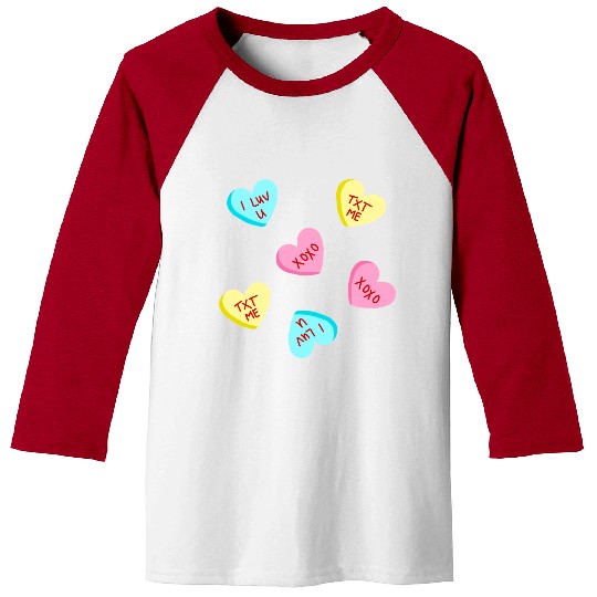 Sweet Candy Hearts Valentines Day Baseball Tees