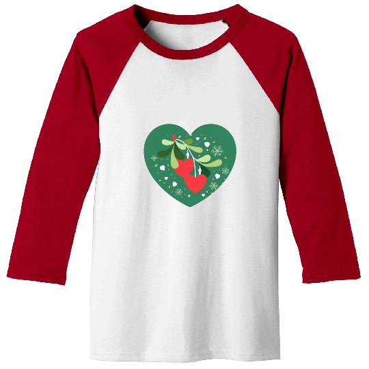Mistletoe Hearts Baseball Tees