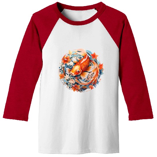 Koi Fish Mandala Art Baseball Tees
