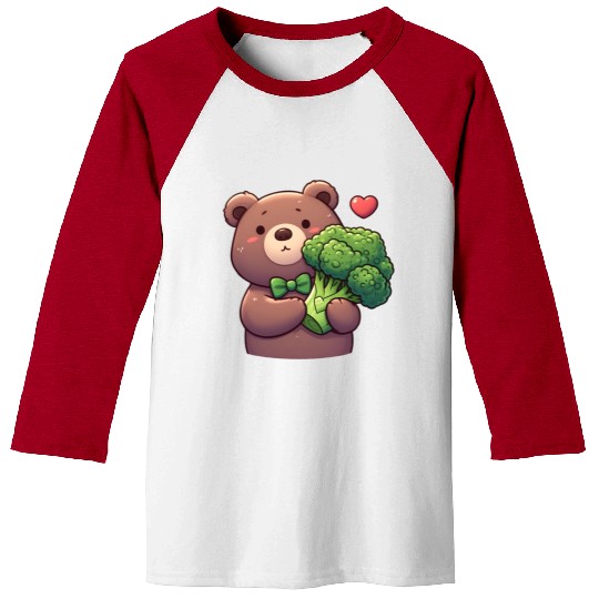 Bear in love hugs huge broccoli Baseball Tees
