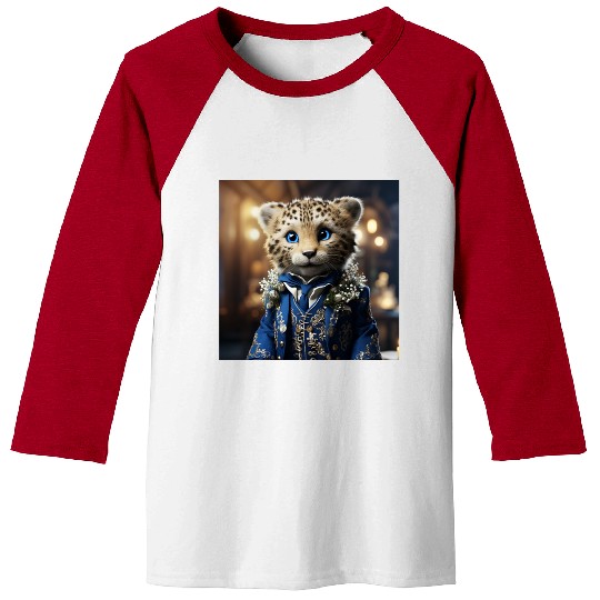 Cute Cheetah Cub Blue Eyes Tuxedo Cat Baseball Tees